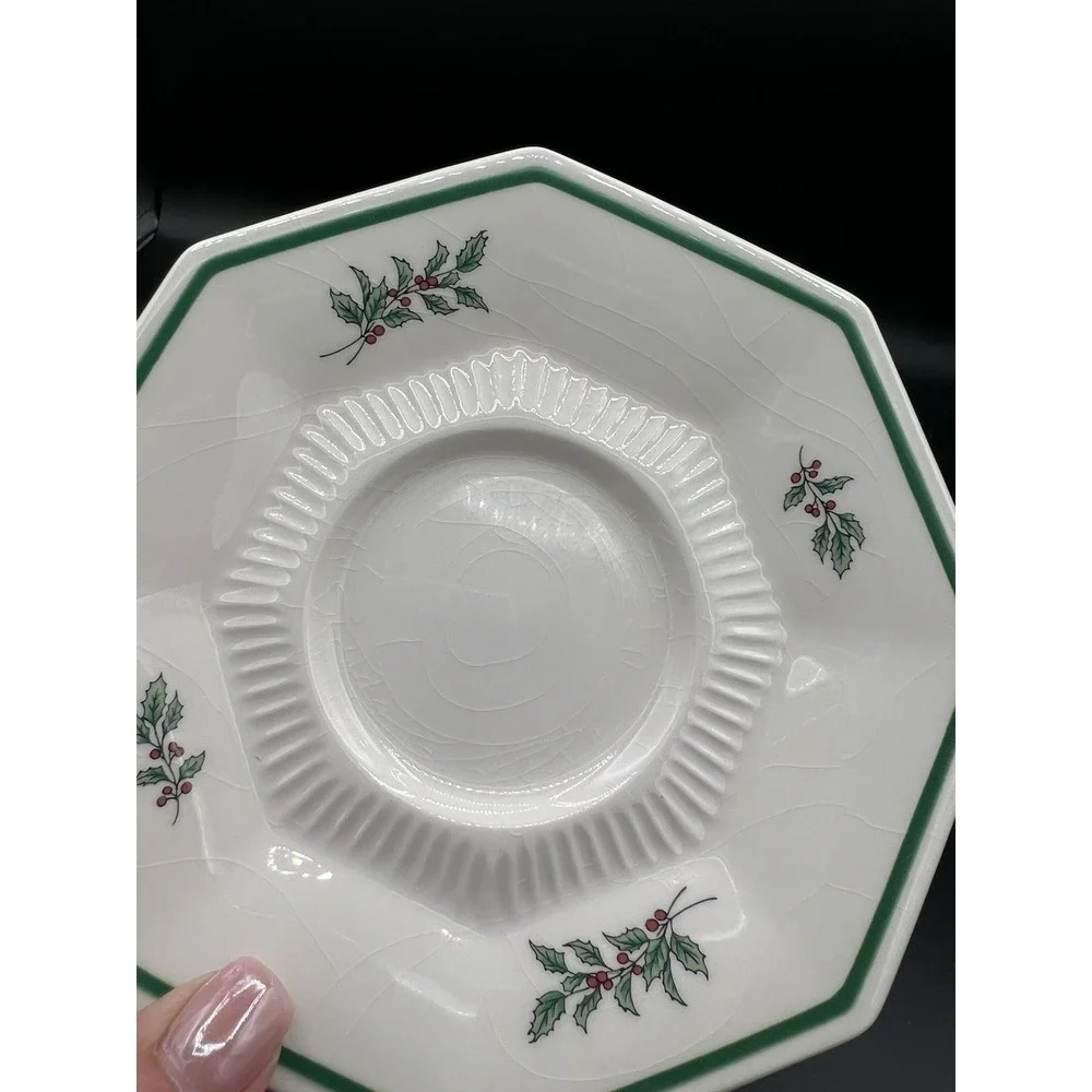 🎄‎ Nikko Christmastime Coffee Cup & Saucer Set–Holly & Christmas Tree–Vintage☕